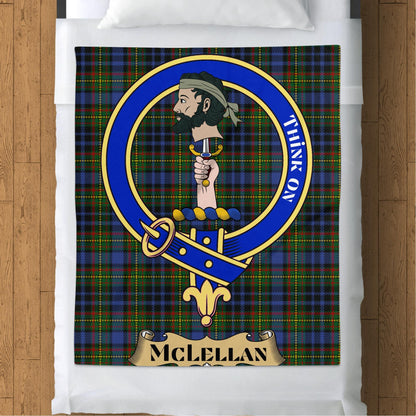 Scottish Clan McLellan Crest Tartan Blanket