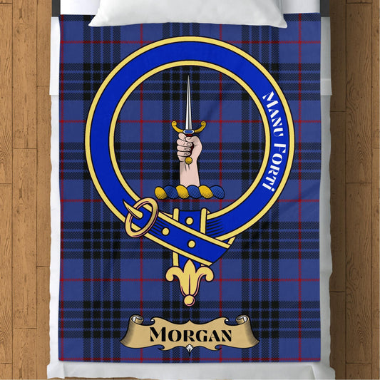 Scottish Clan Morgan Crest Tartan Blanket