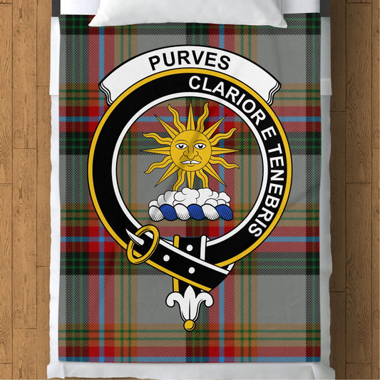 Scottish Clan Purves Tartan Throw Blanket