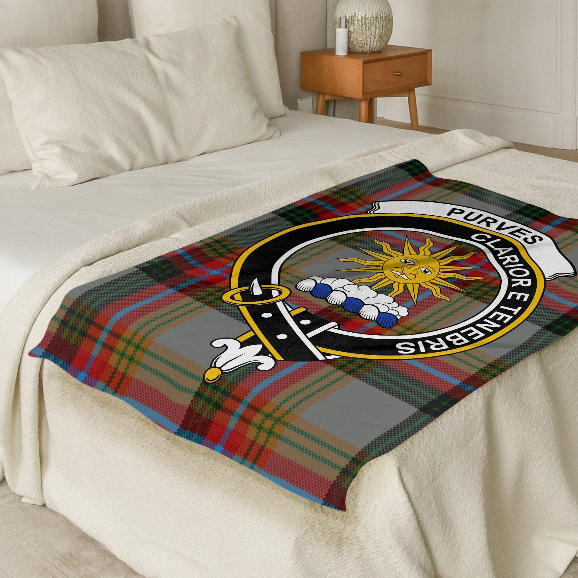 Scottish Clan Purves Tartan Throw Blanket