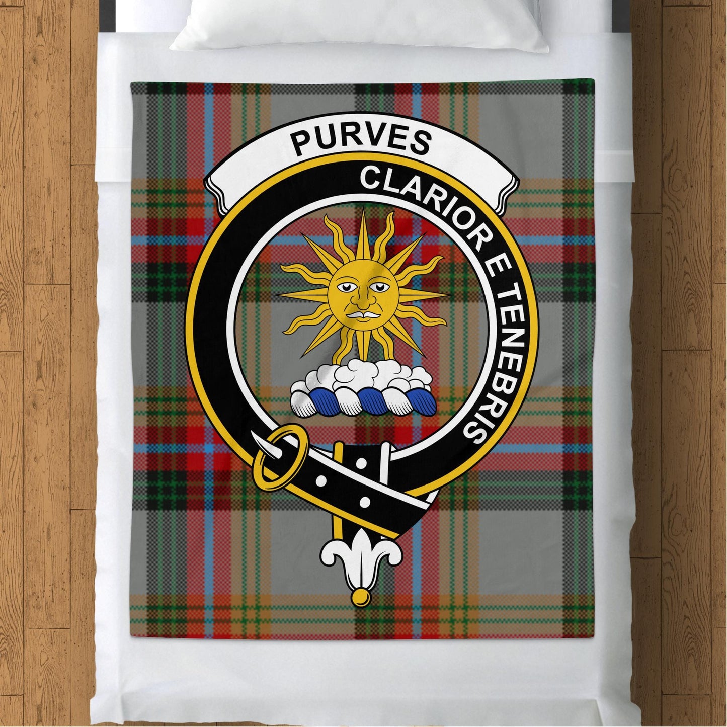 Scottish Clan Purves Tartan Throw Blanket