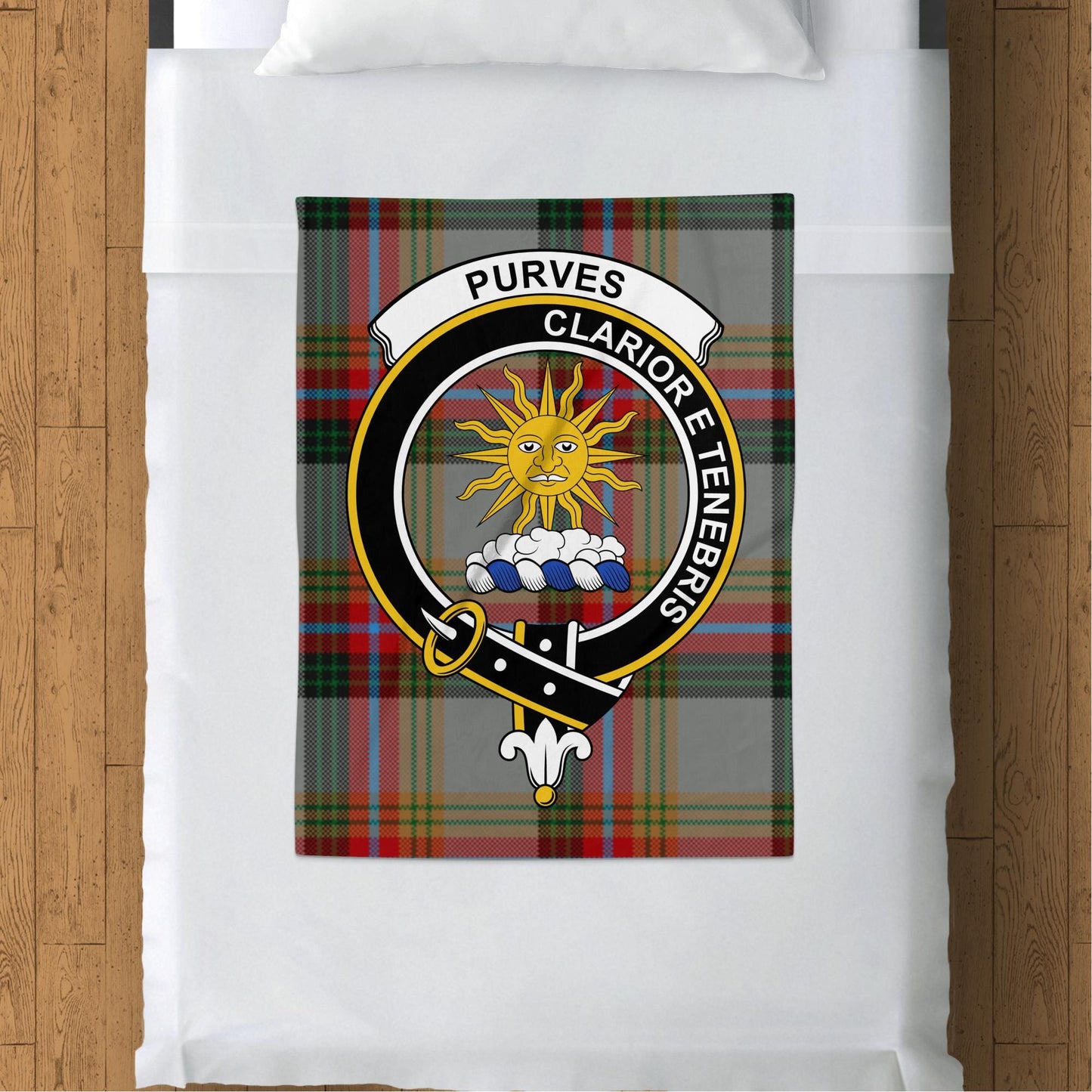 Scottish Clan Purves Tartan Throw Blanket