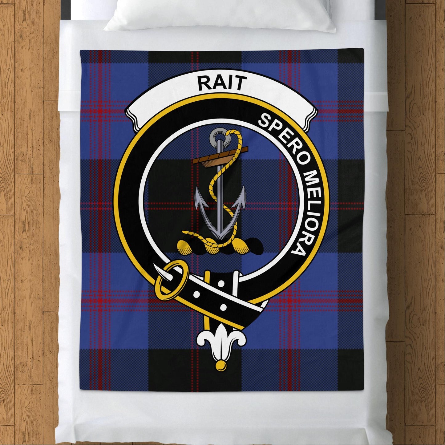 Scottish Clan Rait Tartan Throw Blanket