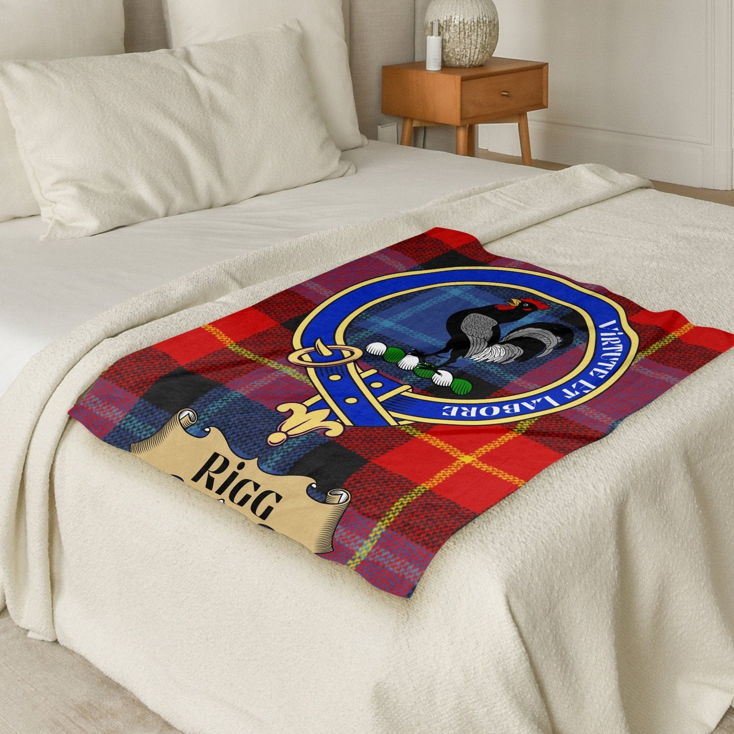 Scottish Clan Rigg Tartan Print Throw Blanket