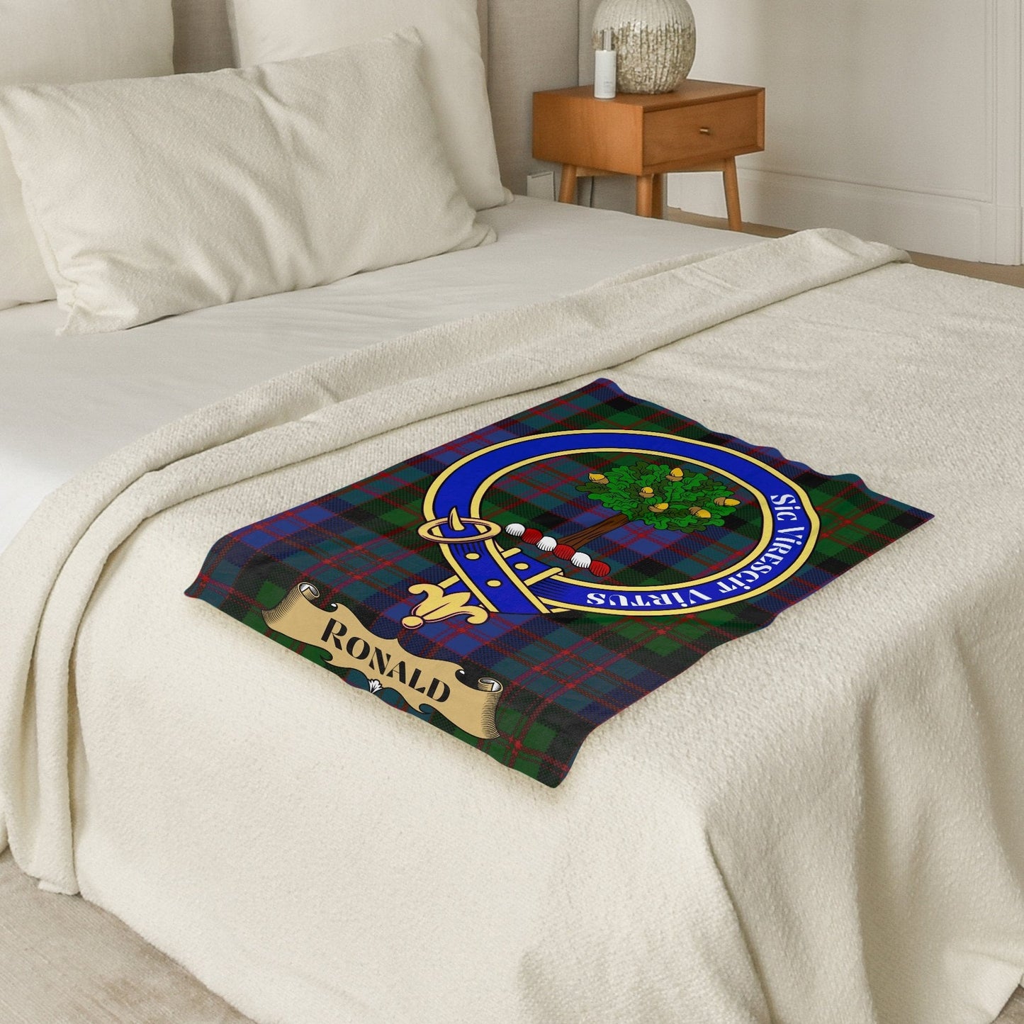 Scottish Clan Ronald Tartan Throw Blanket