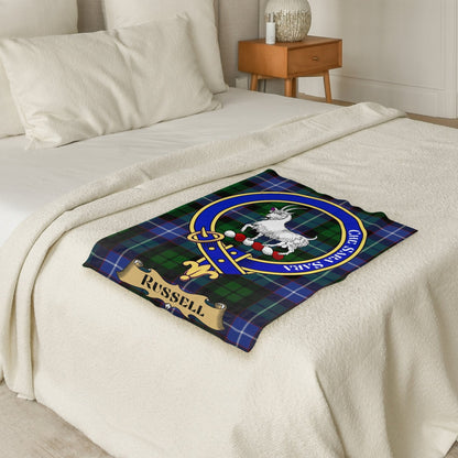 Scottish Clan Russell Tartan Throw Blanket