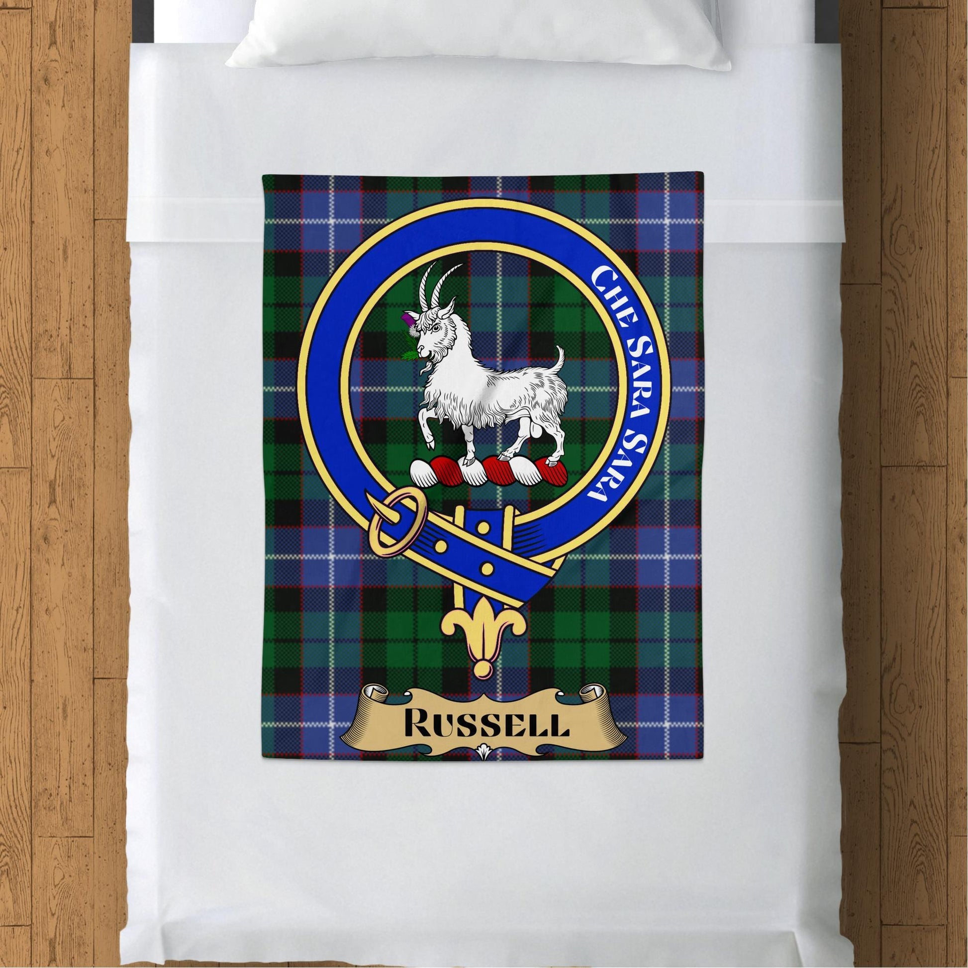 Scottish Clan Russell Tartan Throw Blanket