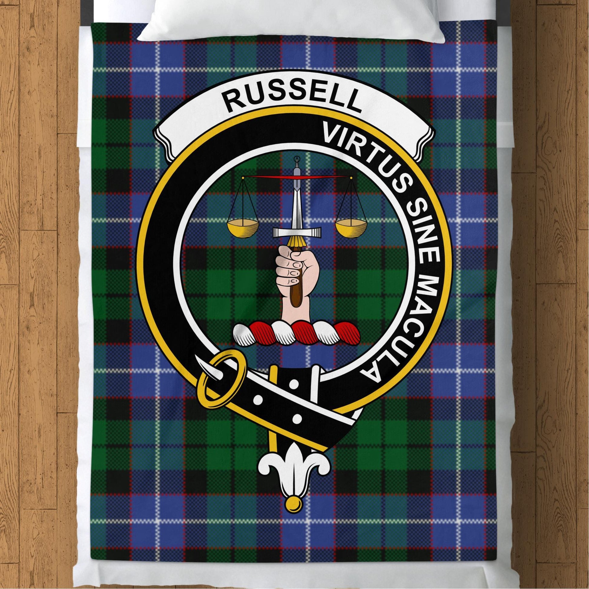 Scottish Clan Russell Tartan Throw Blanket