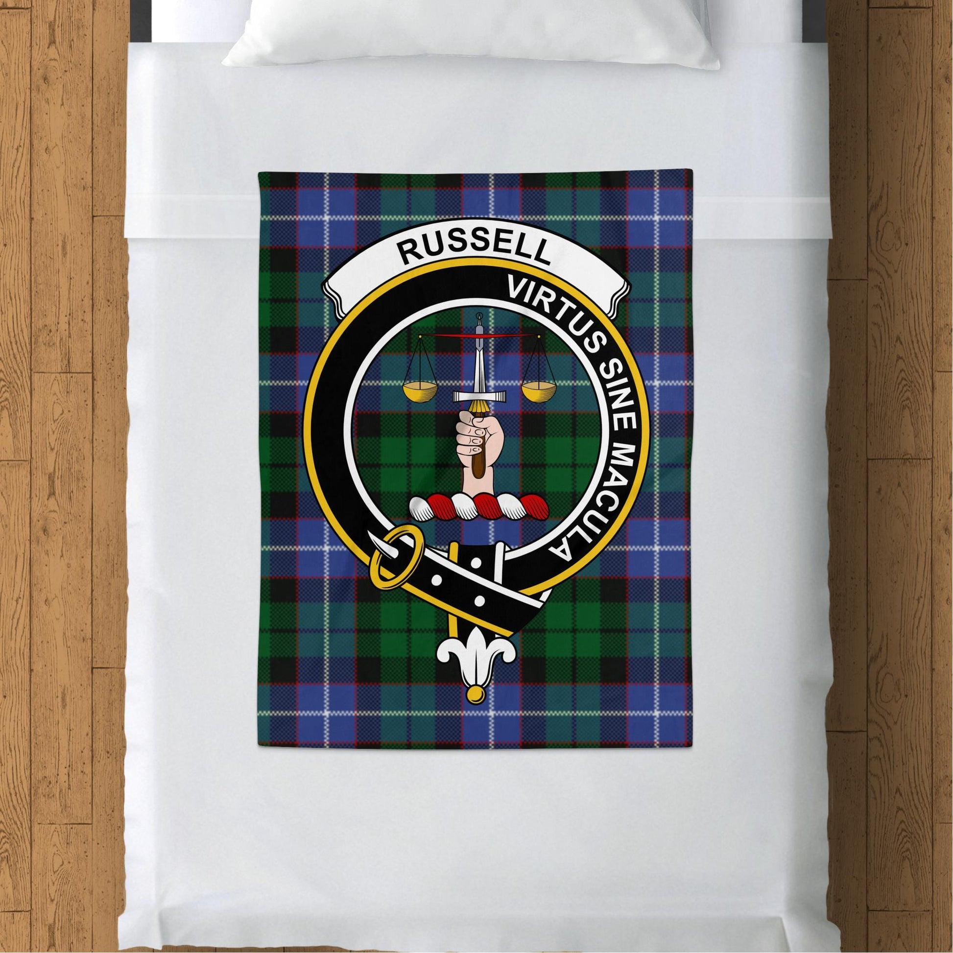 Scottish Clan Russell Tartan Throw Blanket