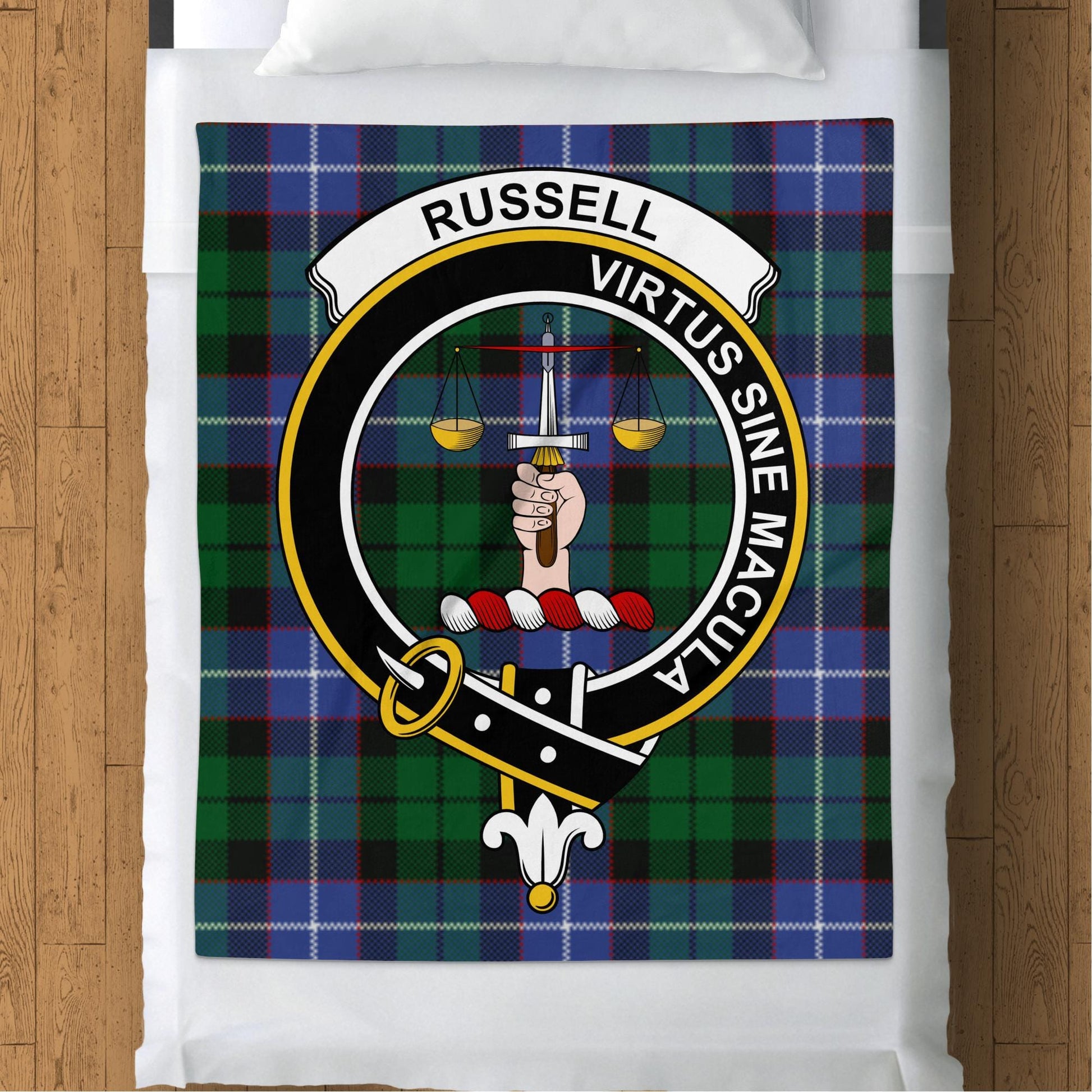 Scottish Clan Russell Tartan Throw Blanket