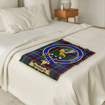 Scottish Clan Sconce Crest Tartan Throw Blanket