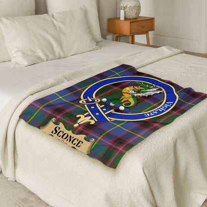 Scottish Clan Sconce Crest Tartan Throw Blanket