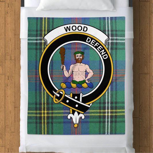 Scottish Clan Wood Defend Tartan Throw Blanket