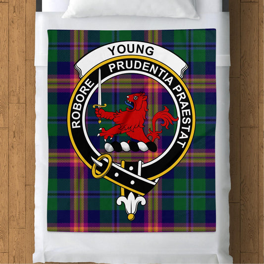 Scottish Clan Young Tartan Symbol Throw Blanket