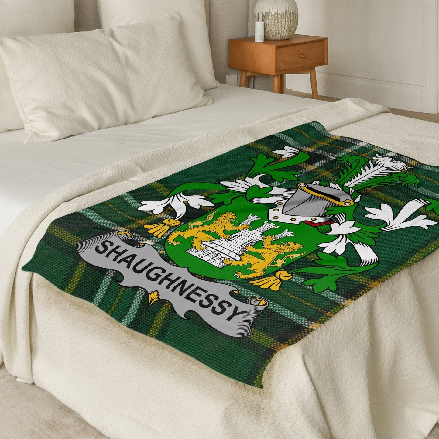 Shaughnessy Surname Irish Tartan Throw Blanket