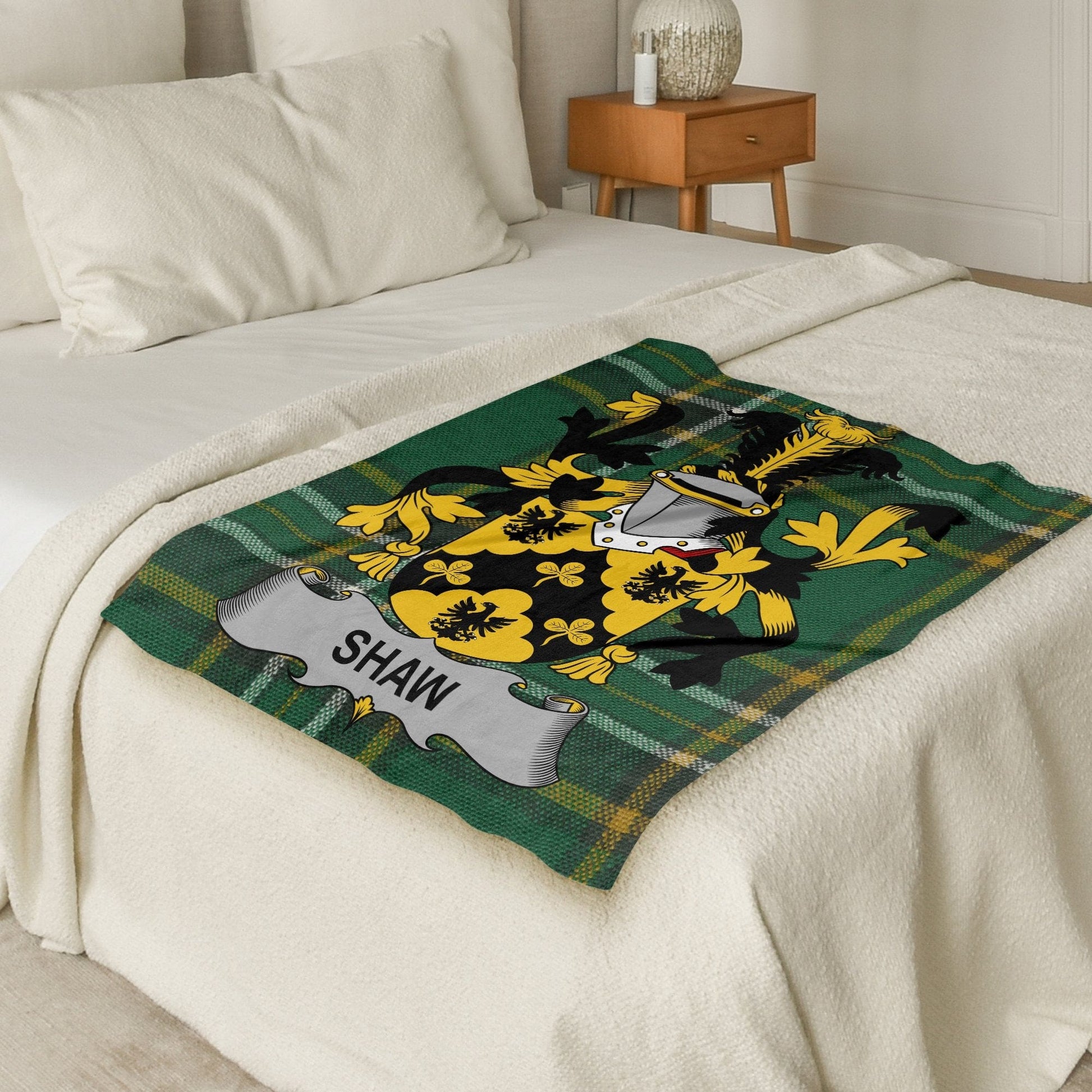 Shaw Surname Irish Tartan Throw Blanket