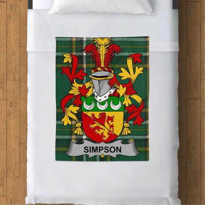 Simpson Surname Irish Tartan Throw Blanket