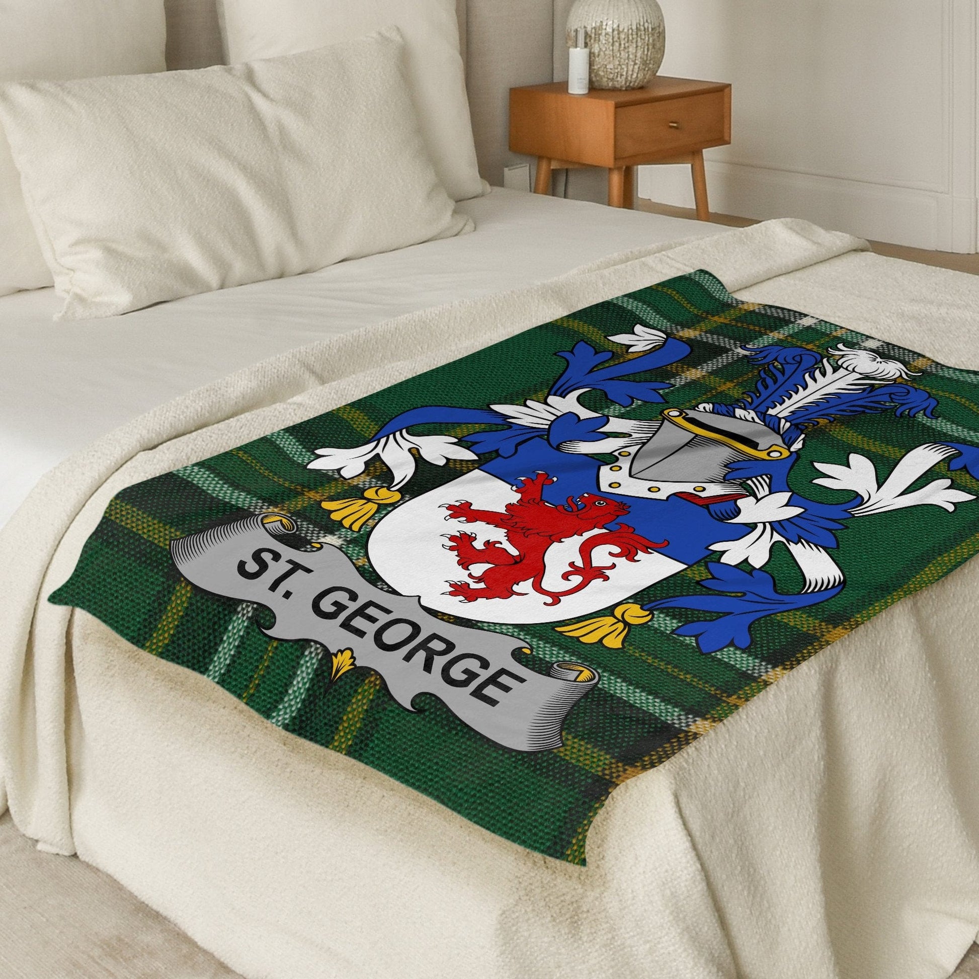 St George Surname Irish Tartan Throw Blanket