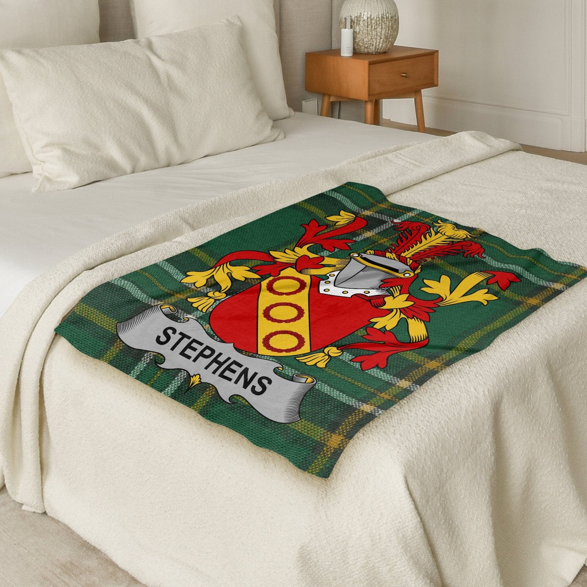 Stephens Surname Irish Tartan Throw Blanket