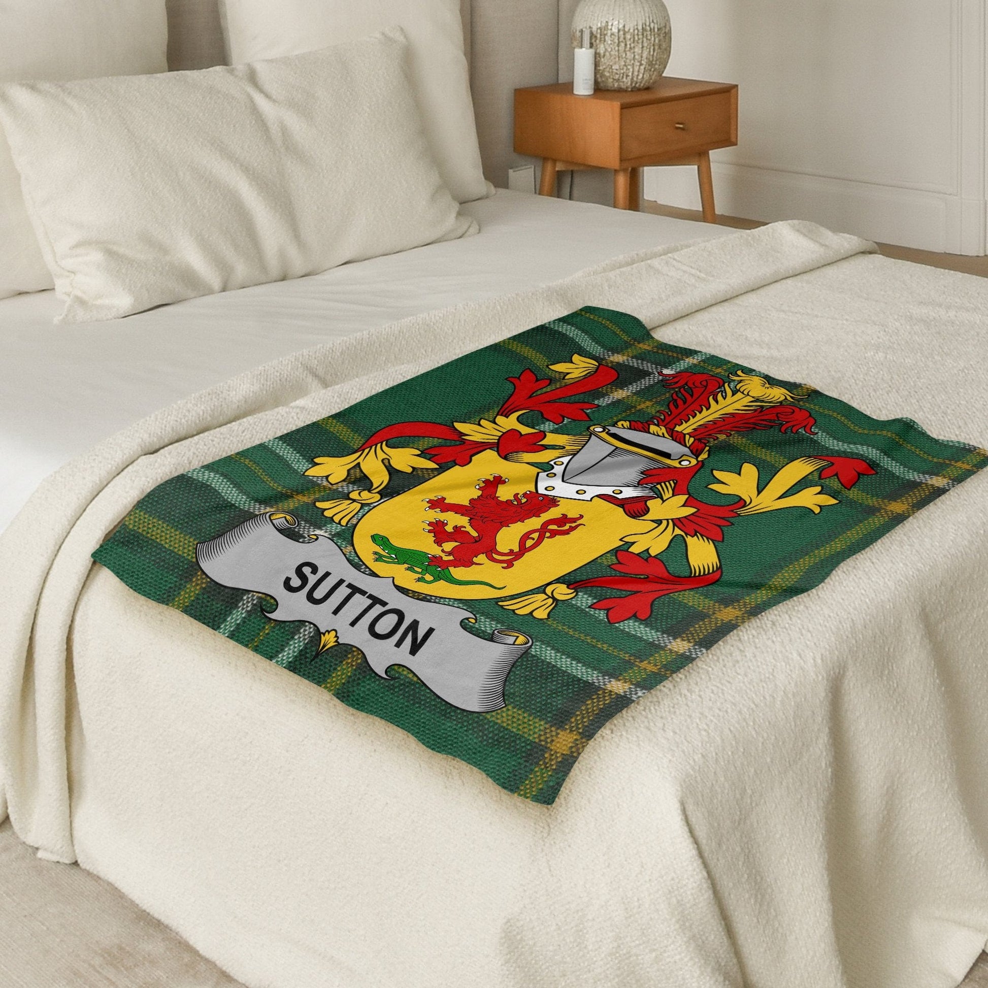 Sutton Surname Irish Tartan Throw Blanket