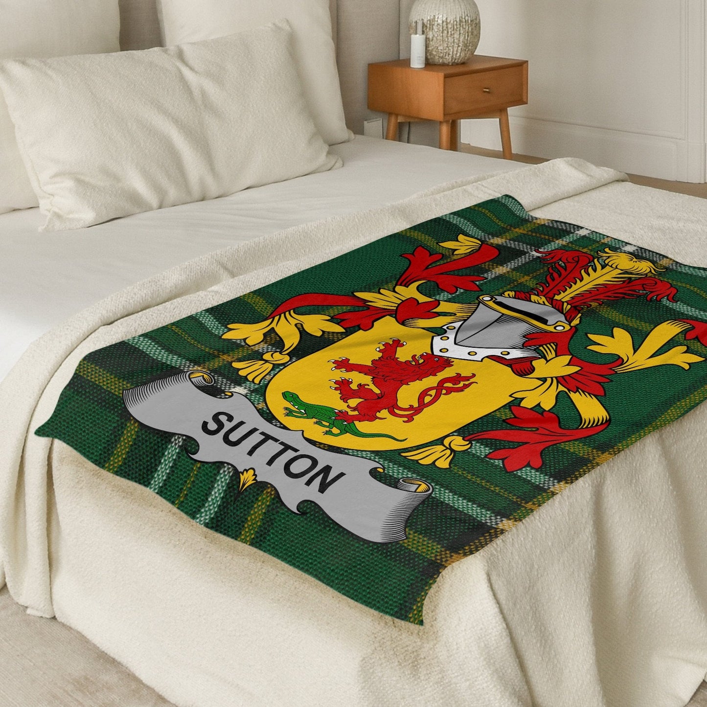 Sutton Surname Irish Tartan Throw Blanket