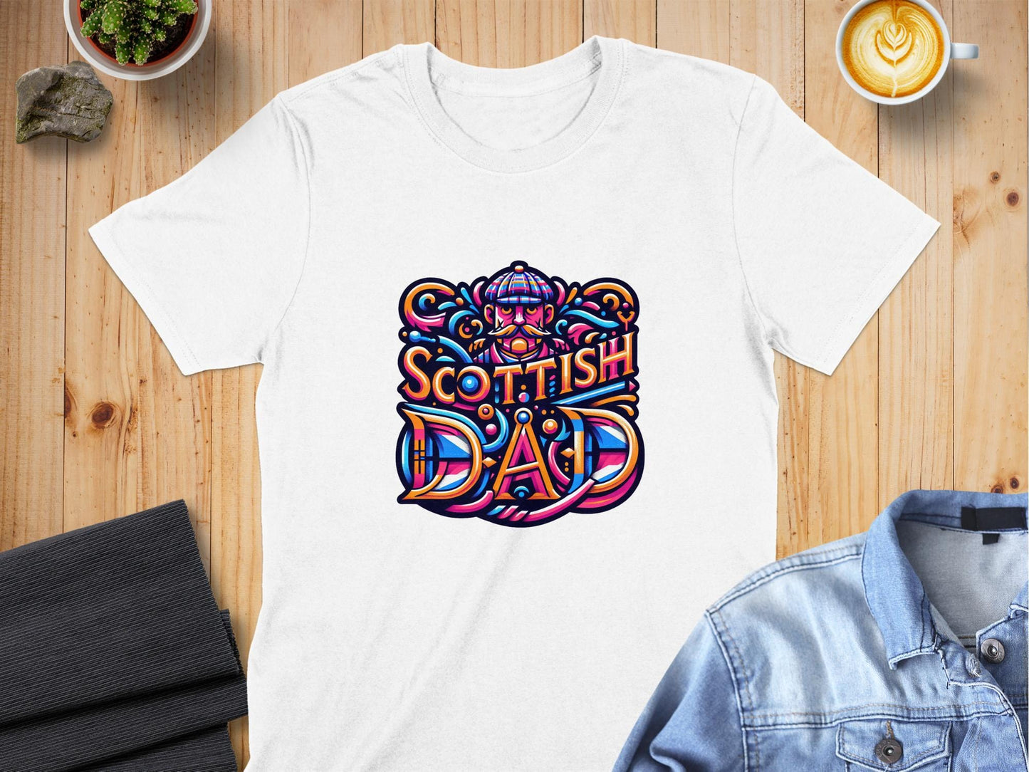 Vibrant Scottish Dad Graphic Design Illustration T-Shirt