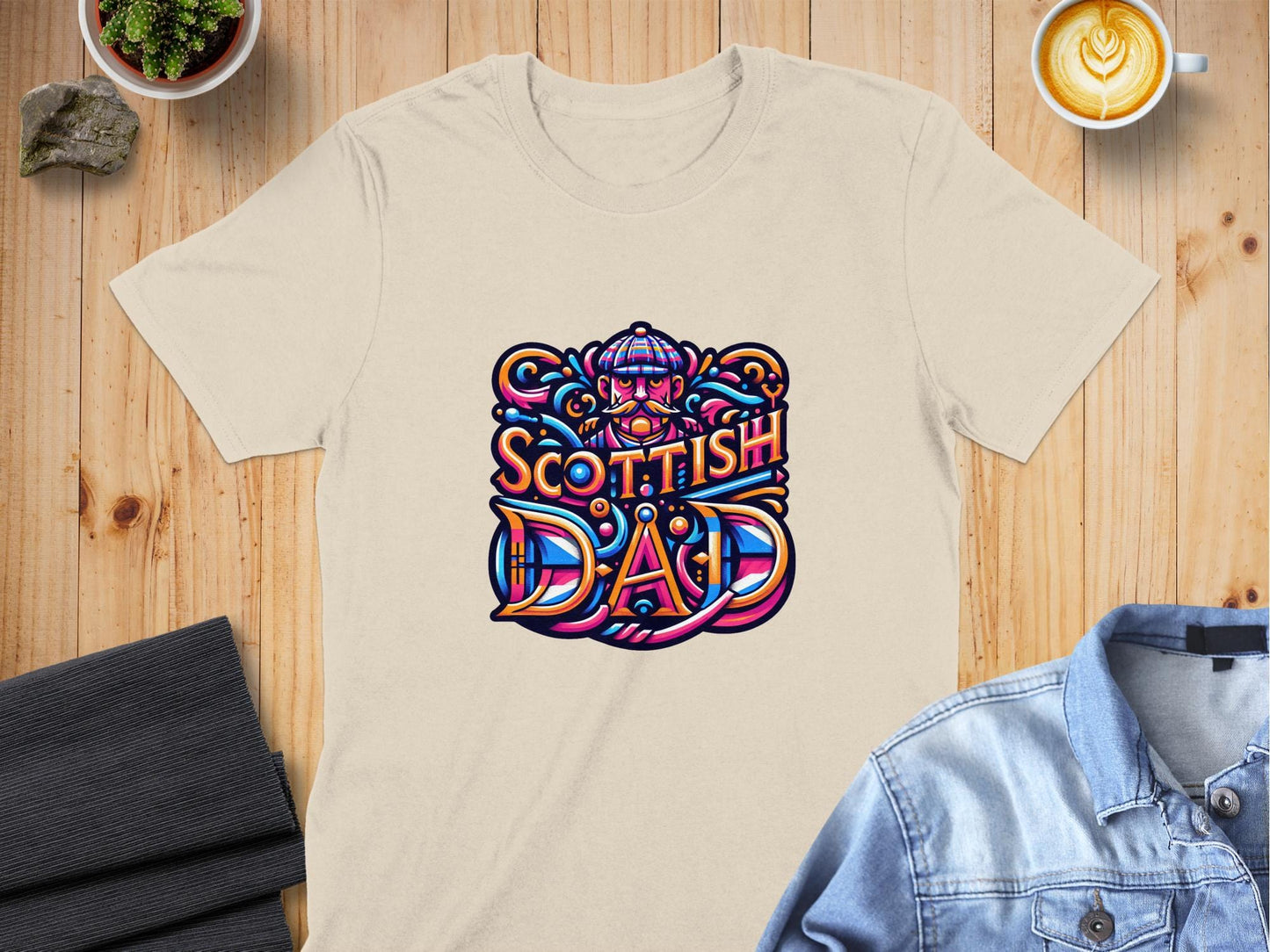 Vibrant Scottish Dad Graphic Design Illustration T-Shirt