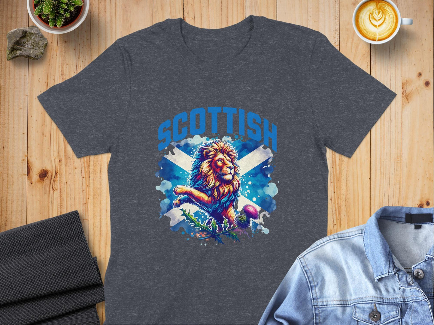 Vibrant Scottish Lion with Flag Design T-Shirt