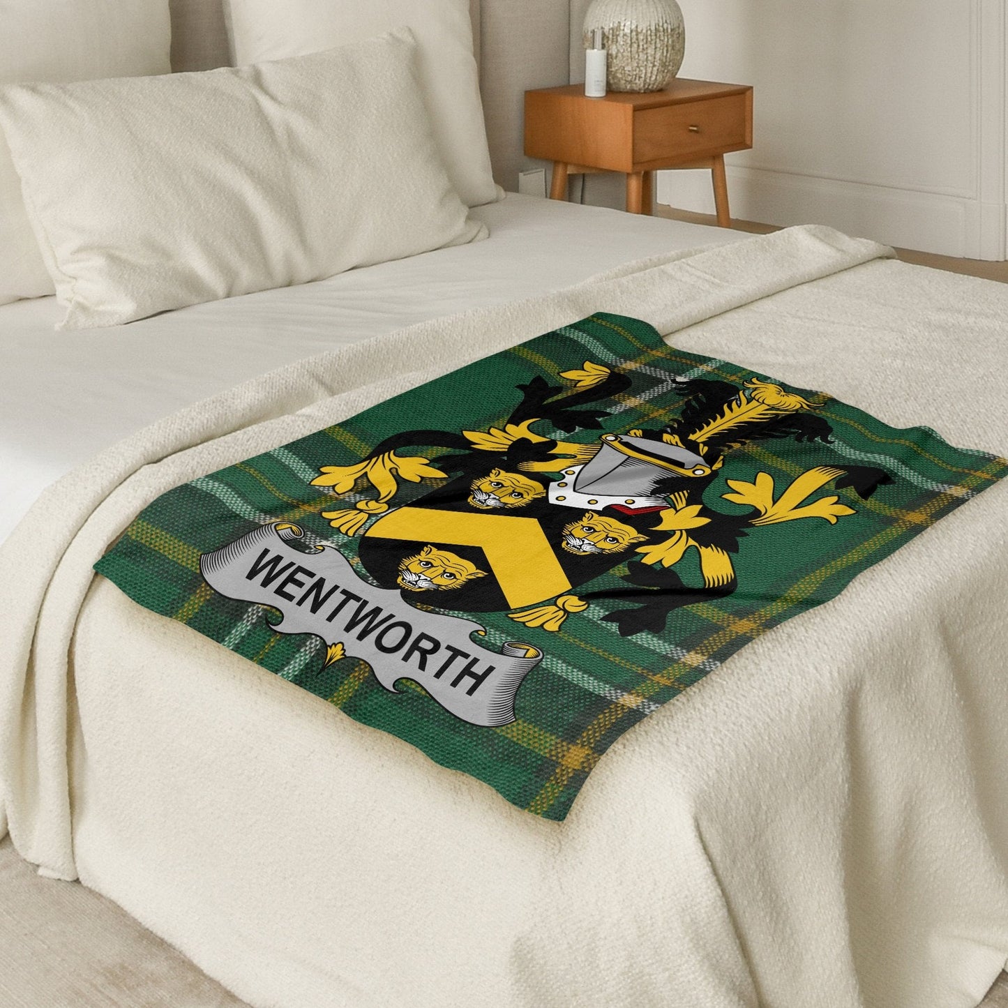 Wentworth Surname Irish Tartan Throw Blanket