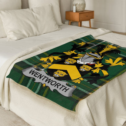 Wentworth Surname Irish Tartan Throw Blanket